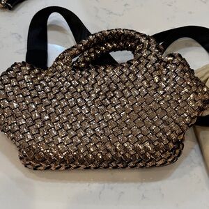 Naghedi Metallic Woven Crossbody Bag